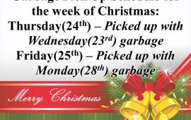 Holiday Garbage Pick Up Schedule 2015