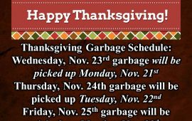 Thanksgiving Garbage Pickup Schedule